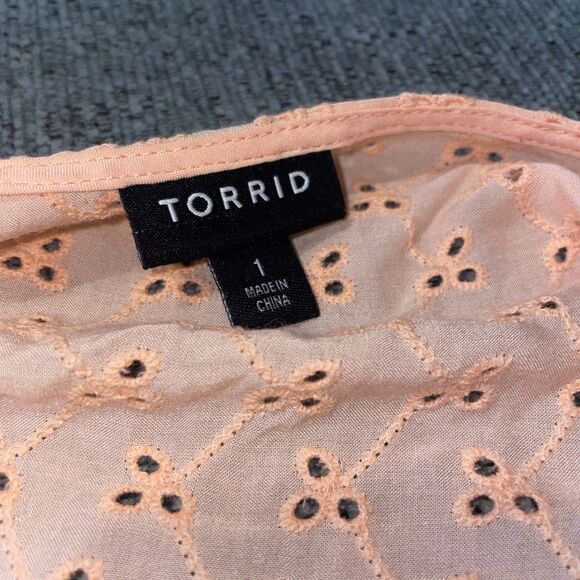 Torrid Womens Smocked Milkmaid Coquette Top Size 1X Cottagecore Romantic Peasant - Picture 2 of 10